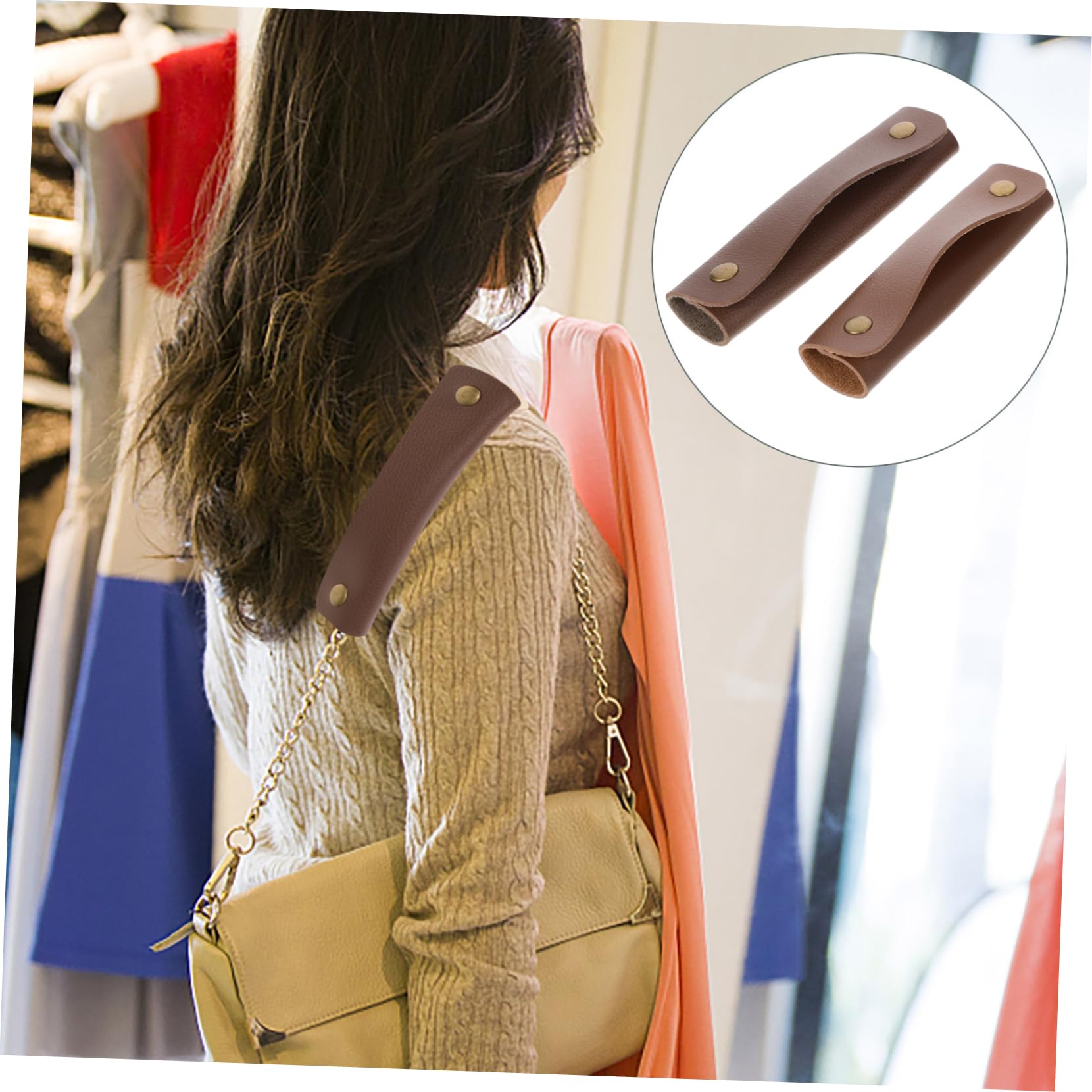 BESPORTBLE Correa De Mano para Equipaje Maleta Protectora De Equipaje Envoltura De Mango De Equipaje Canvas Bag Asas para Maletas Envolturas De Asa De Bolso Cuero PU 4 Piezas X 4