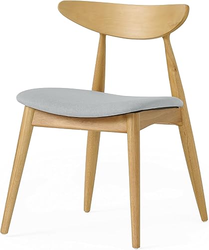 Miniatura 5 de Christopher Knight Home Barron - Sillas de comedor de tela con acabado de roble, juego de 2 piezas, gris claro y roble