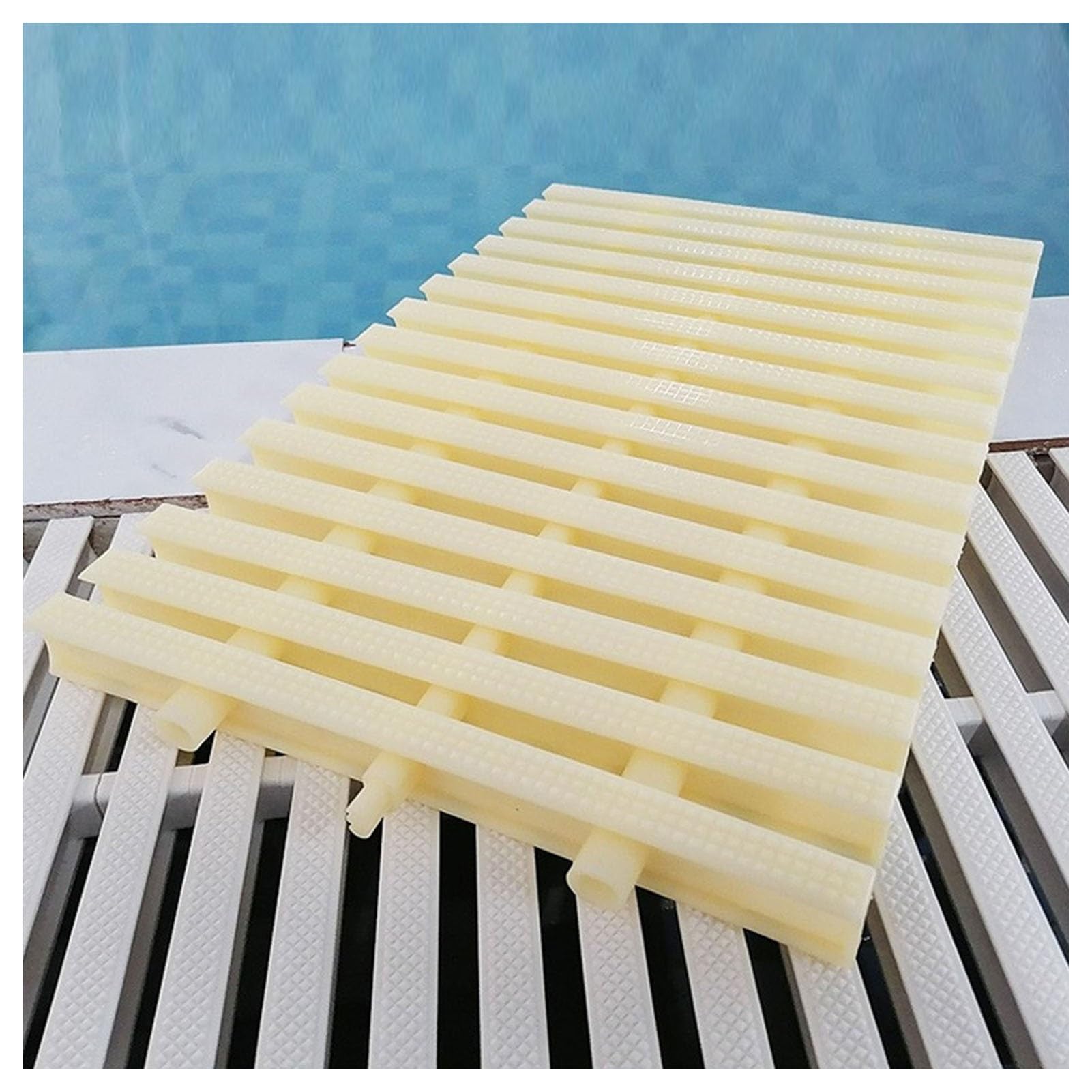 GJMSSMY Outdoor Swimming Pool Grille Drainage Channel, 10 PCS Splicing Ditch for Decks, Bathrooms & Kitchens, 20x100CM, Heavy-Duty Pool Water Management System