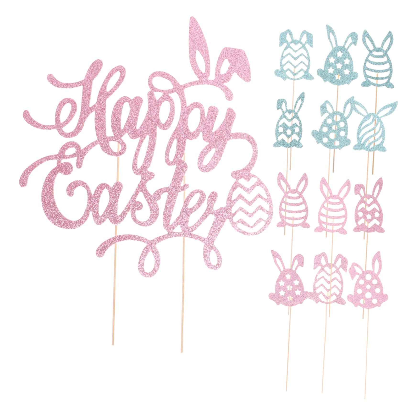 VILLFUL 1 Set Easter Decoration Easter Cupcake Toppers Bunny Food Party Cupcake Toppers Easter Bunny Cupcake Toppers Bunny Ear Cake Decoration Party Cake Decor Cake Pick Paper Dessert