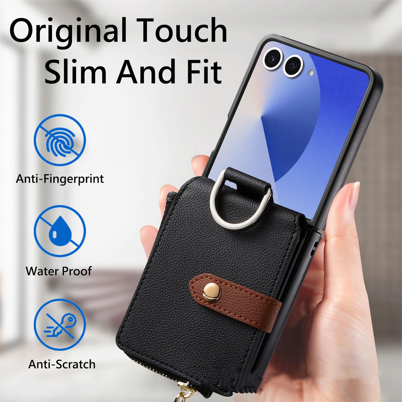 Smukłe etui do Samsung Galaxy Z Flip 8, zamek błyskawiczny portfel