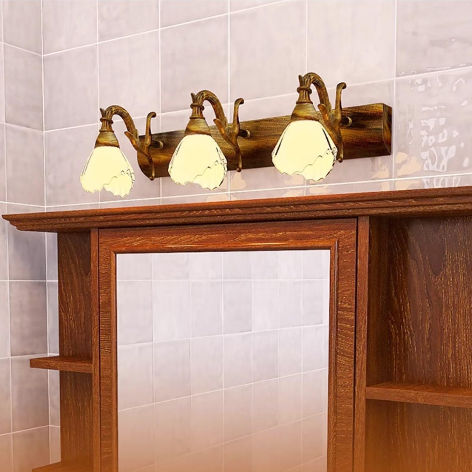 2-flammige Badezimmerleuchte, einzigartiges Design, Glas-Lampenschirm, Wandlampe für Spiegel, Wohnzimmer