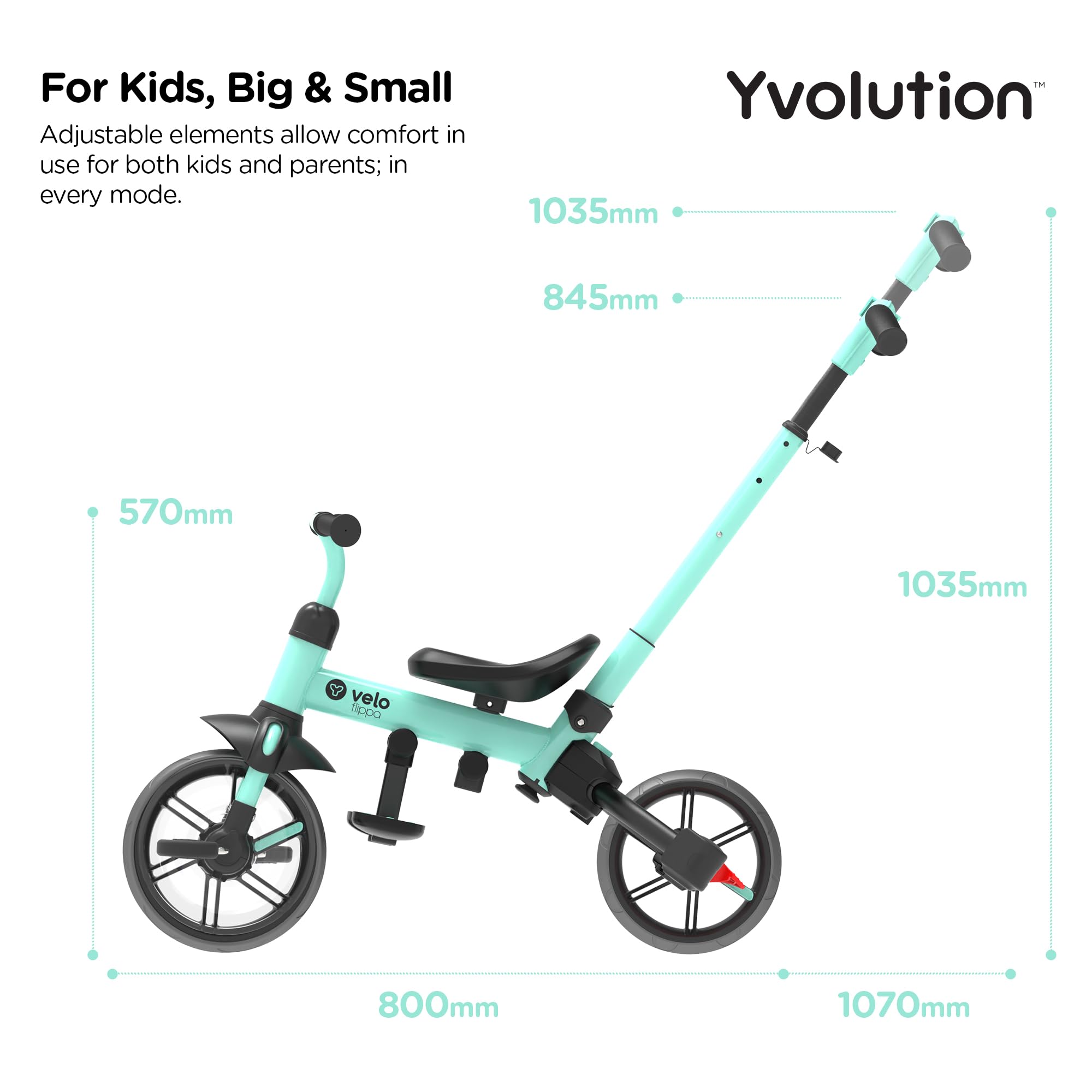 Yvolution Y Velo Flippa rower dla małych dzieci 4 w 1 | Wiek 2-5 lat