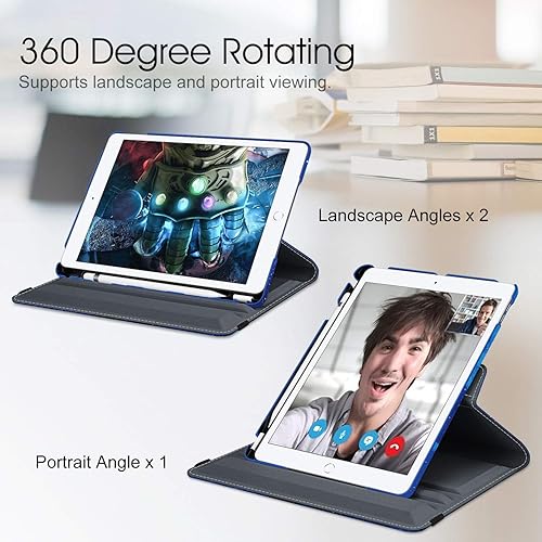 Vista 74 de Fintie - Funda giratoria para iPad de 9ª generación / 8ª generación / 7ª generación, de 10.2 pulgadas, funda giratoria en 360 grados, funda Azul