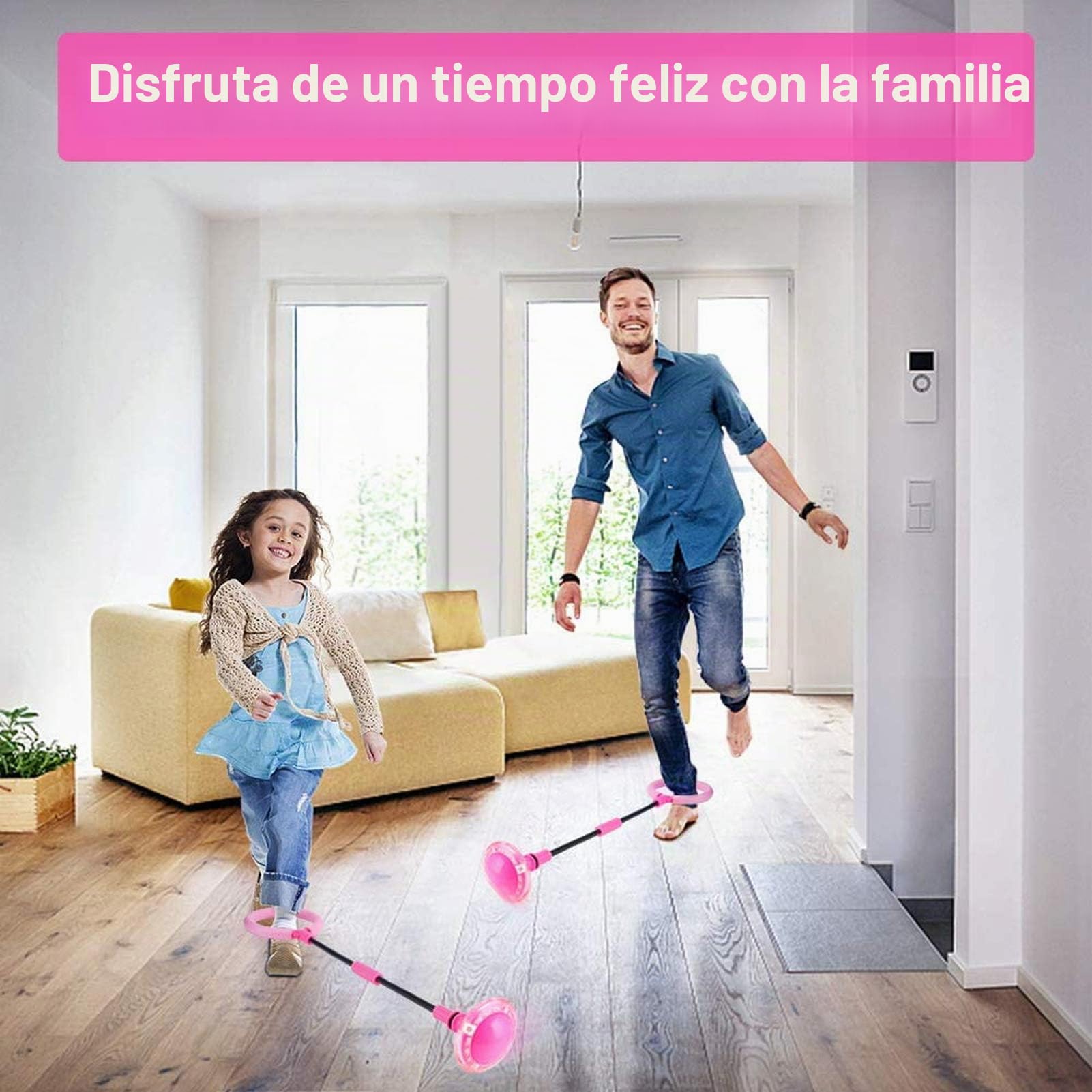Q-WOOFF Bola De Salto De Tobillo, Pelota De Salto Deportiva, Pelota De Salto con Flash Plegable, Adecuado para Juegos De Habilidad para Niños o Adultos, Ejercicio (Rosa)