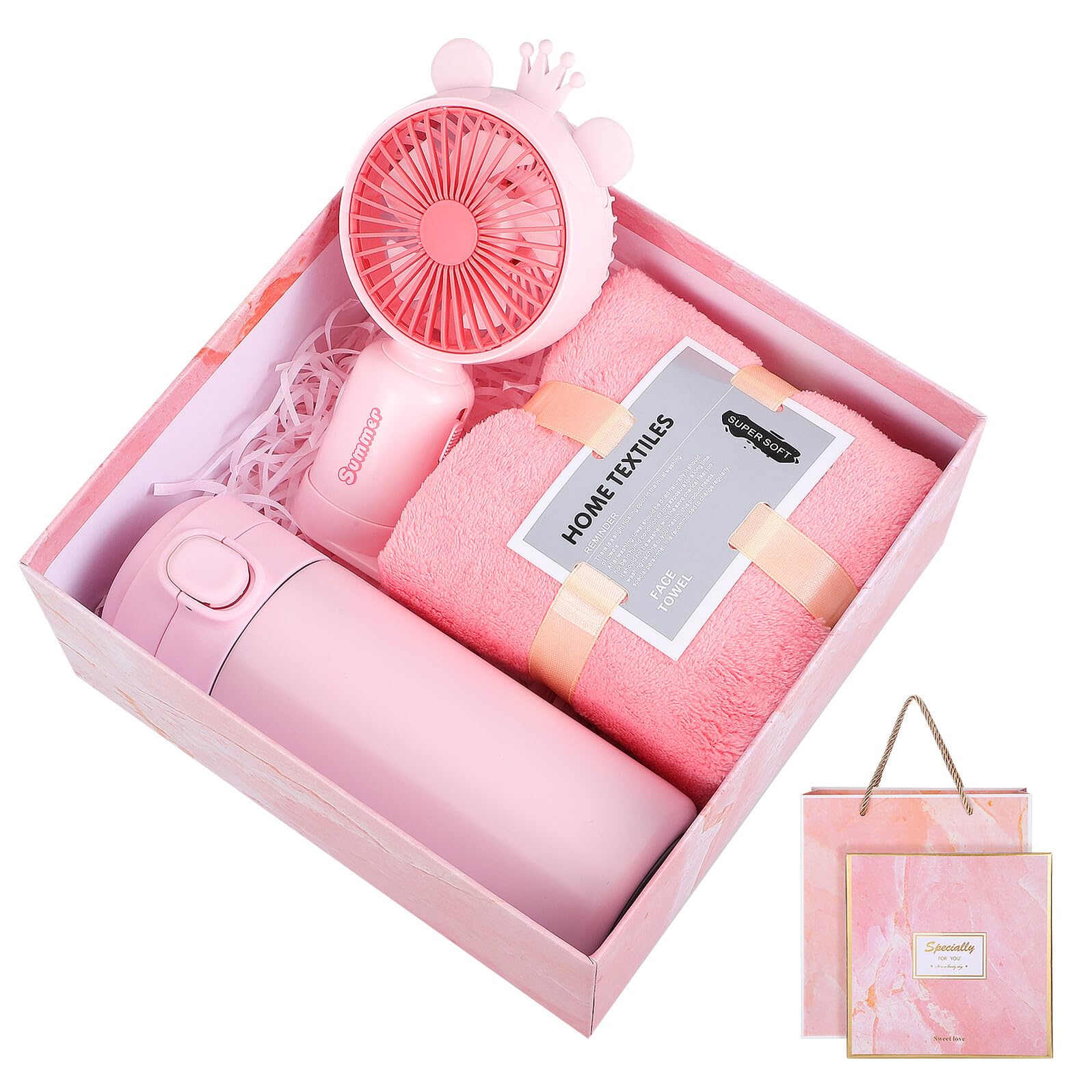 Coffret cadeau femme original avec tasse isotherme et serviette éponge pour fête