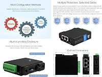 Waveshare 2-CH RS485 Ethernet Konverter Modul POE Funkcióval - Ipari Sínre Szerelhető Izolált Soros Szerver Modbus/MQTT Támogatással 7