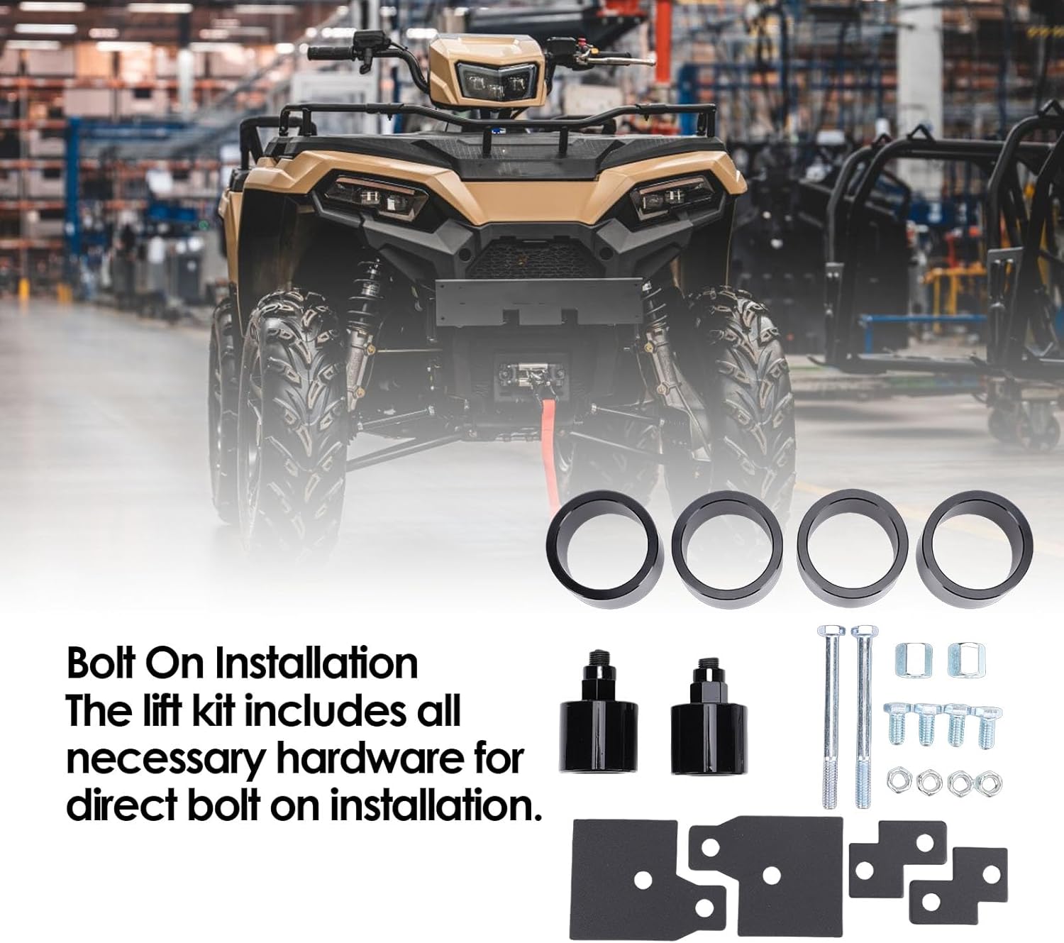 Keenso Suspension Lift Kit, 4 Inch Full Suspension Lift Kit Front Rear ATV for Sportsman 500 570 600 700 1999 2025 with Aluminum Alloy Alloy Steel Powder Coated
