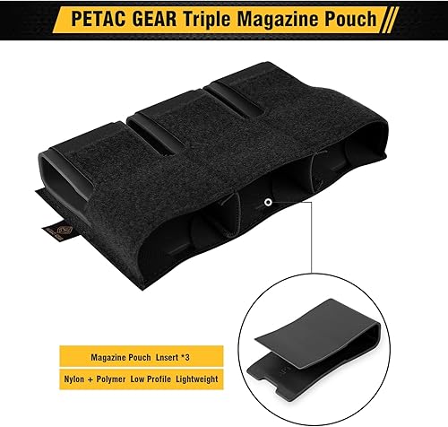 Miniatura 3 de PETAC GEAR Bolsa triple para cargador  Funda elástica para rifle canguro  Bolsillo para cargador de 5.560.354 in con panel de gancho