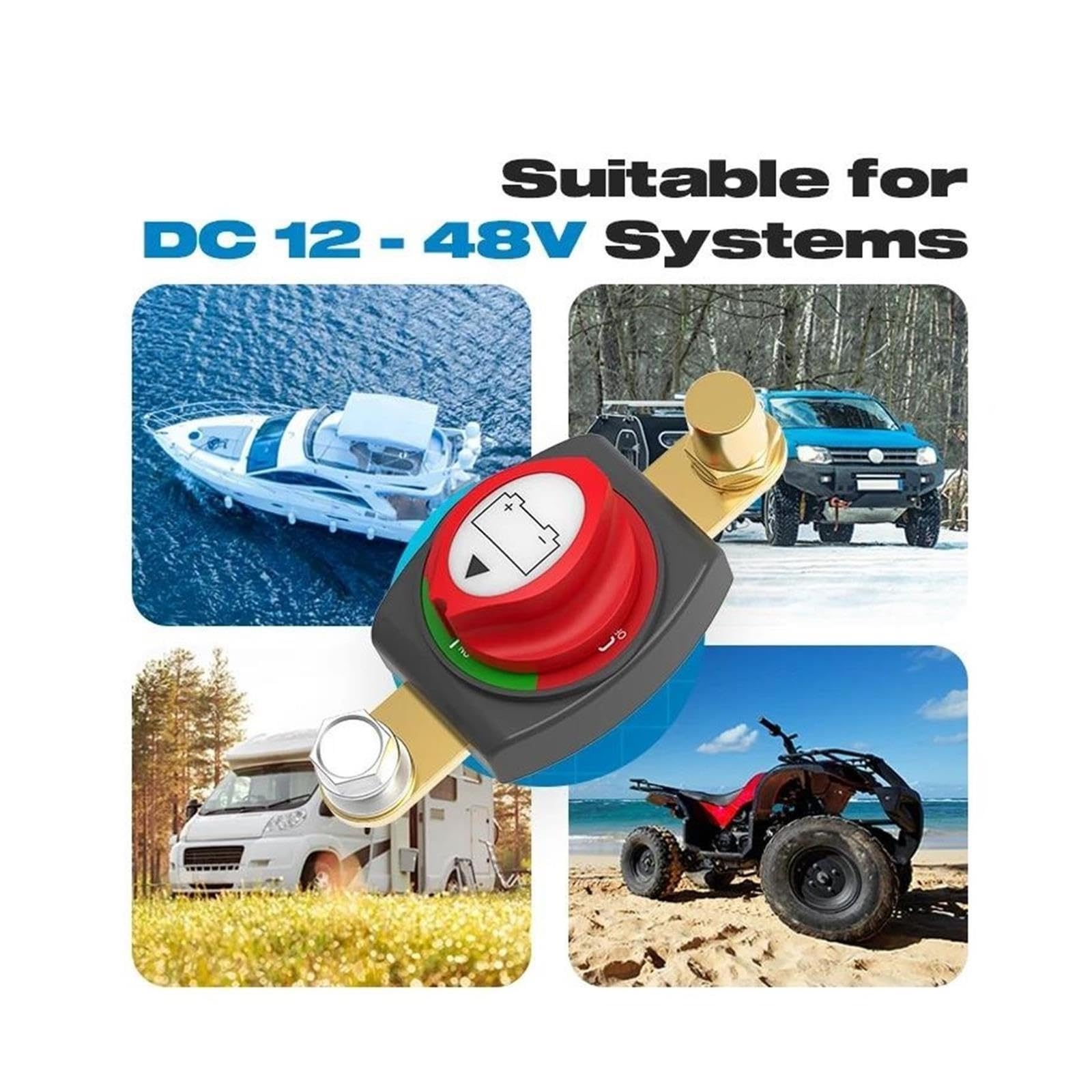 Interruttore batteria on/off da 275 A montante laterale con adattatore