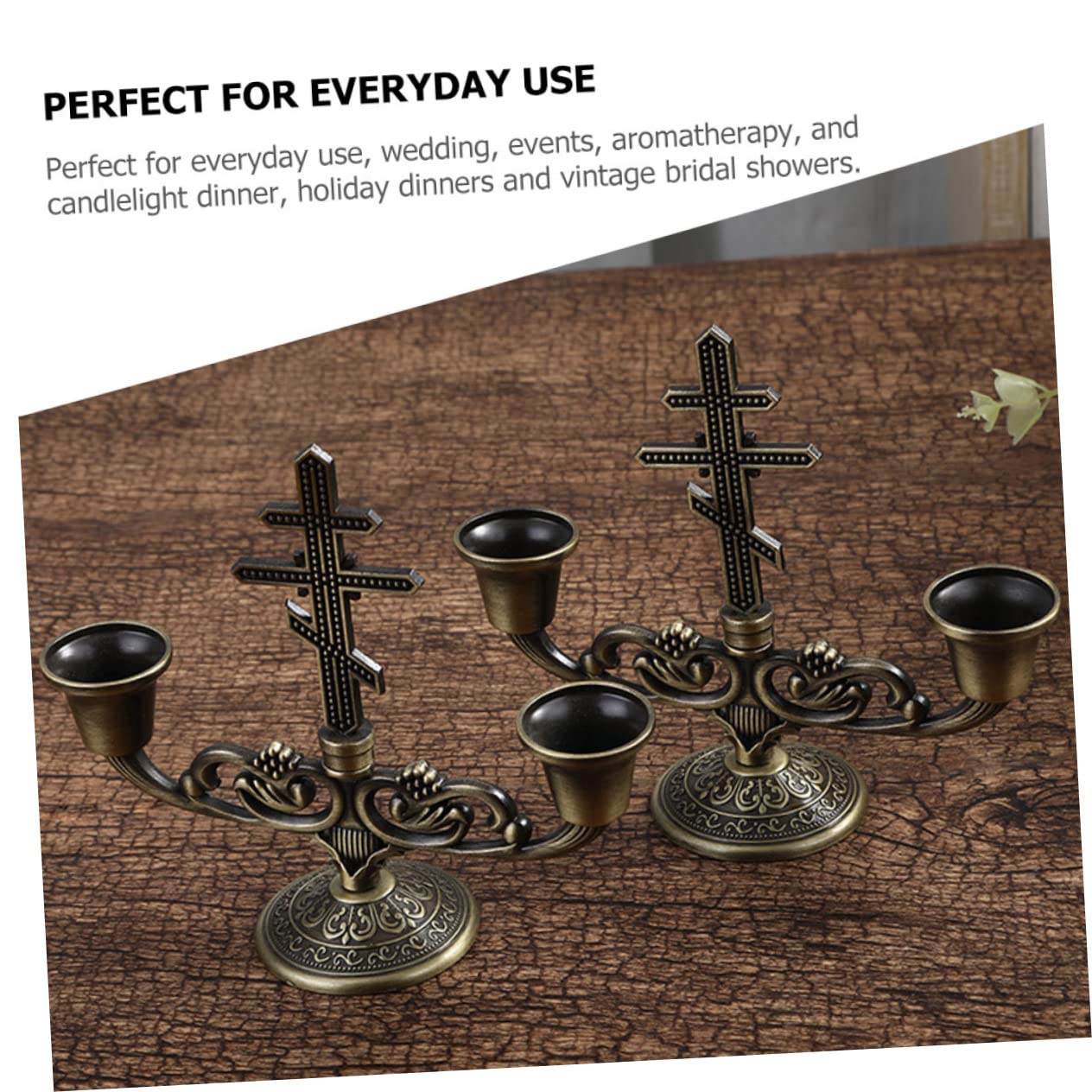 STOBAZA 2pcs Retro European Style Candle Holder Metal Candelabra with 5 Arms Taper Candle Stand Wedding Candle Holders Table Candle Stand Iron Tealight Holder Double Head Zinc Alloy