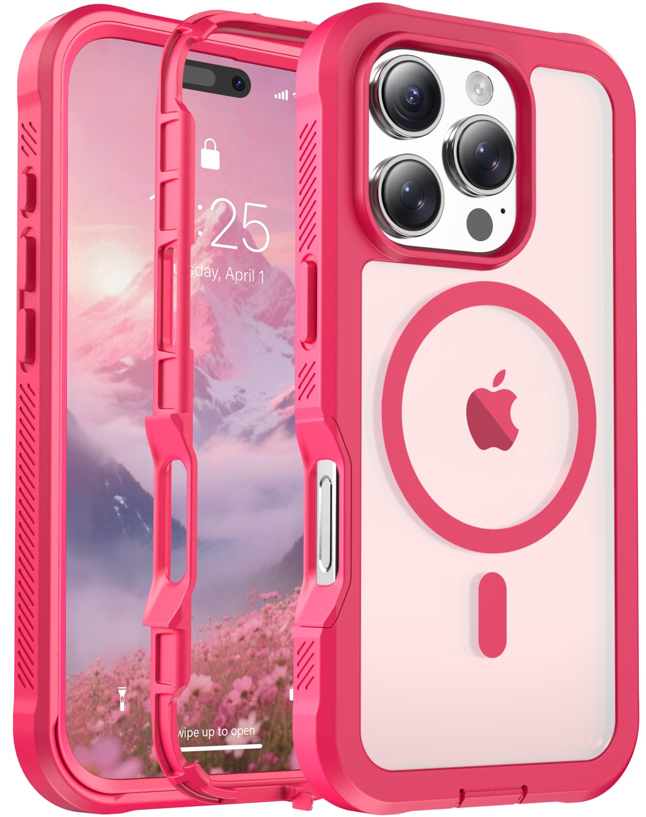 jaroco Magnetic for iPhone 16 Pro Case Heavy Duty Protection Rose