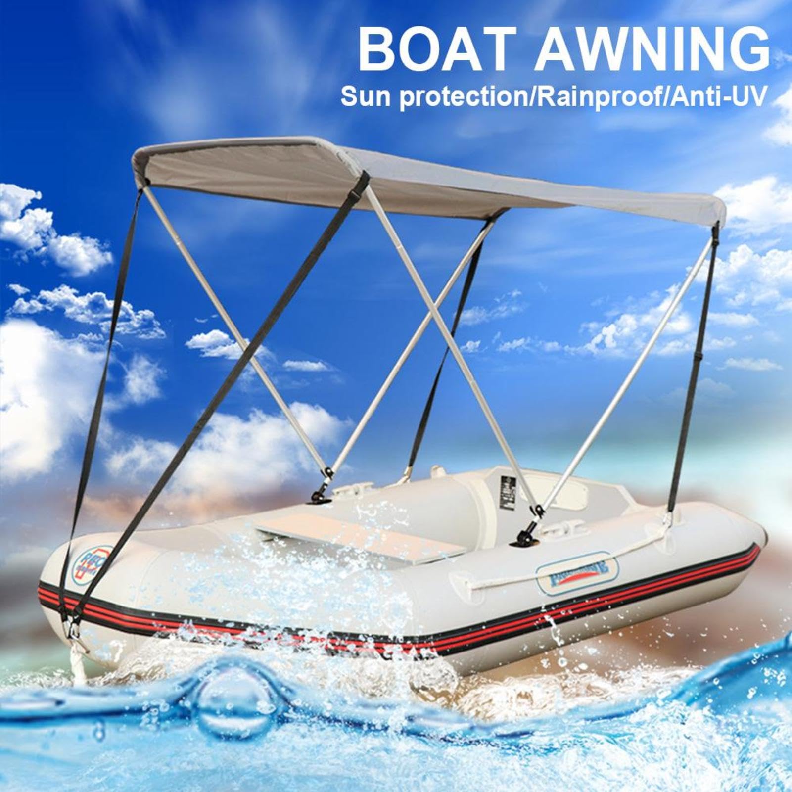 Tendalino per kayak - Parasole pieghevole per barca 160 x 120 x 110 cm | Parte superiore della tenda da barca in tessuto Oxford con protezione UV impermeabile con cinghie regolabili | Per kayak, bar
