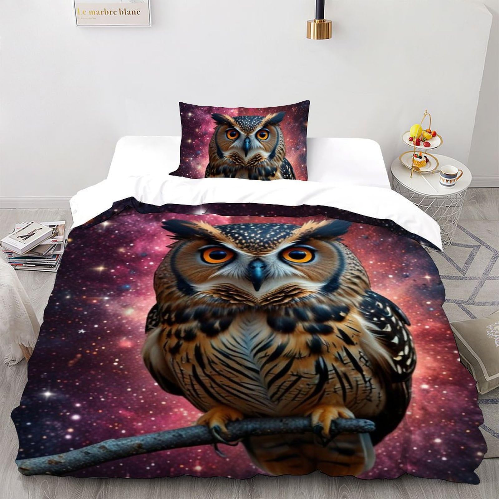Housse de couette hibou microfibre hypoallergénique facile à laver