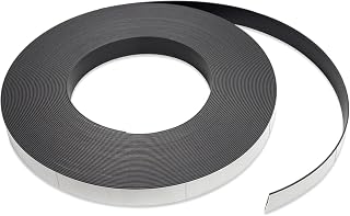 Flexible Magnet Strip with White Vinyl Coating, 1/32" Thick, 1" Height, 50 Feet, Scored Every 4", 1 Roll with 147-1" x 4" Pieces