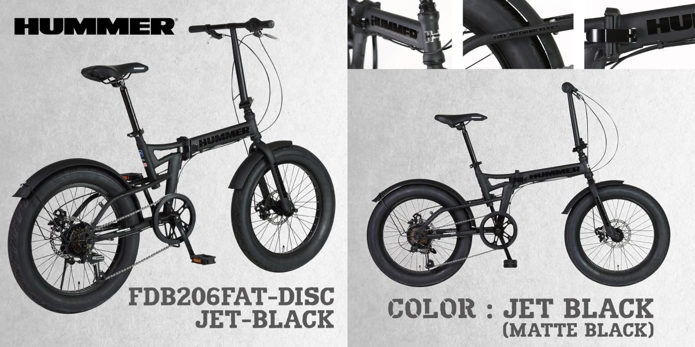HUMMER FDB206FAT-DISC JET-BLACK 20-inch Folding Dominica | Ubuy