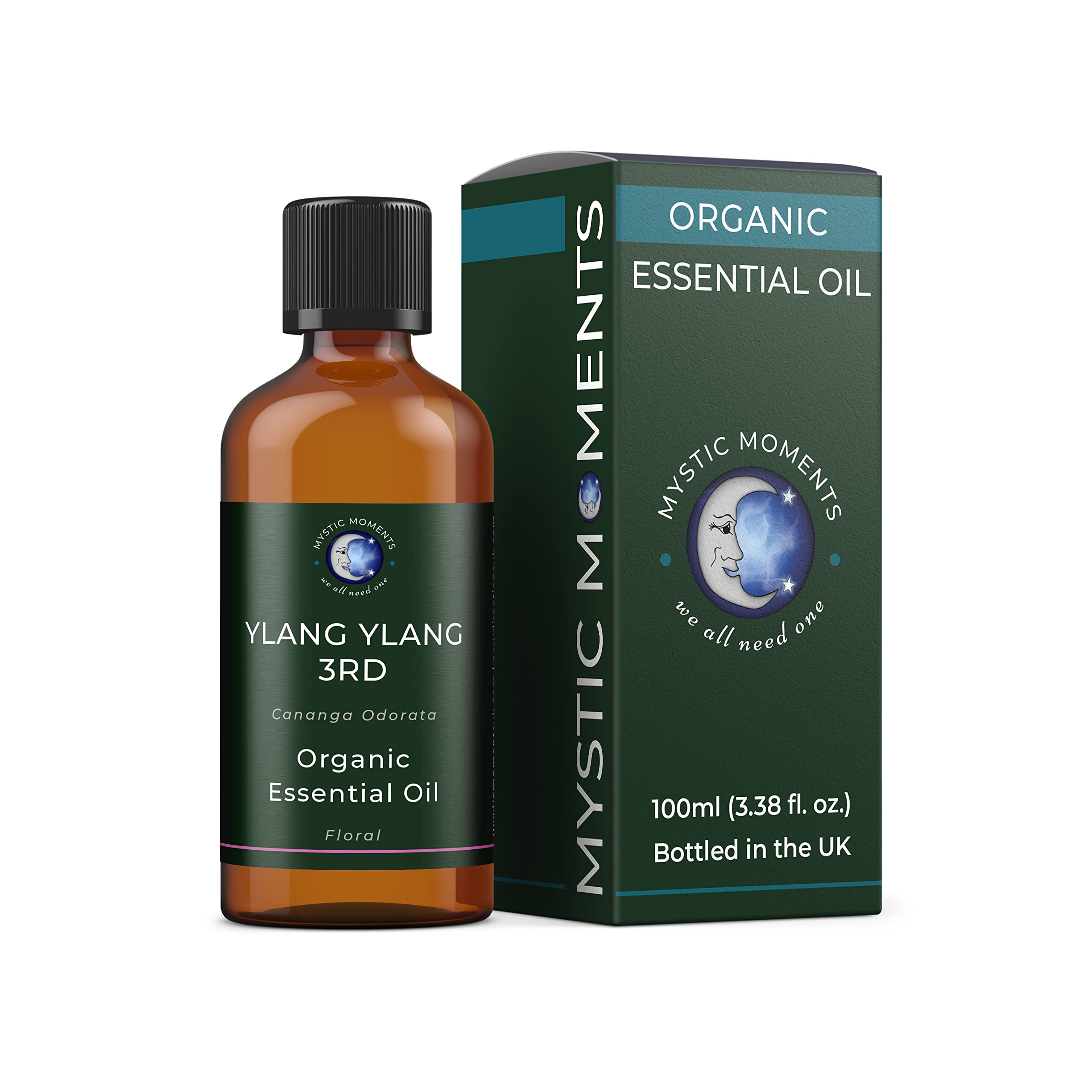 Mystic Moments | Huile essentielle biologique d'Ylang-ylang 3e | 100ml | Cananga odorata apporte aux diffuseurs, aux mélanges d'huiles et aux formulations parfumées un arôme doux doux floral.
