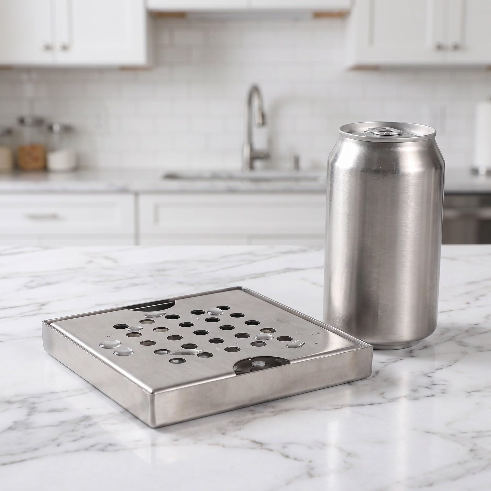 ibasenice Vaschetta raccogligocce per birra in acciaio inox - Vassoio quadrato di raccolta liquidi da 12x12 cm - Vaschetta di raccolta per liquidi per bar, caffetterie e banconi di degustazione vini.