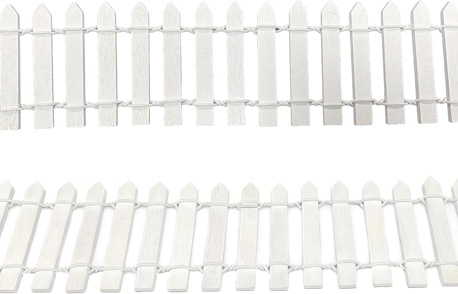 35-inch Miniature Fairy Garden Picket Fence with a Gate, White Wooden Fence for Dollhouse, Mini Village Landscape, DIY Project, Plant Pot