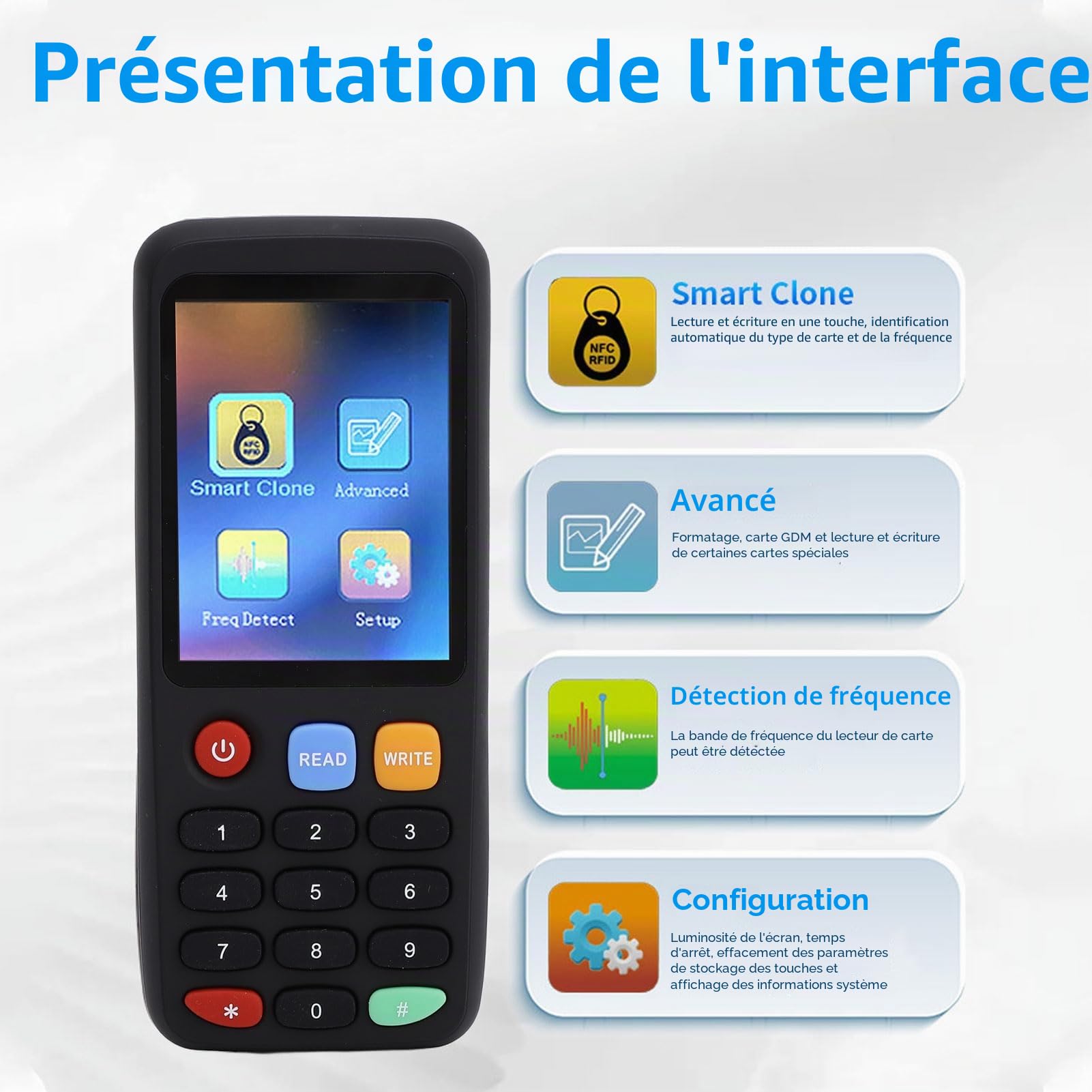 Garosa Duplicateur de Carte NFC Portable Copieur RFID pour Contrôle d'Accès Programmeur IC 13.56MHz USB Type C Cloneur de Badge avec Logiciel Décodeur