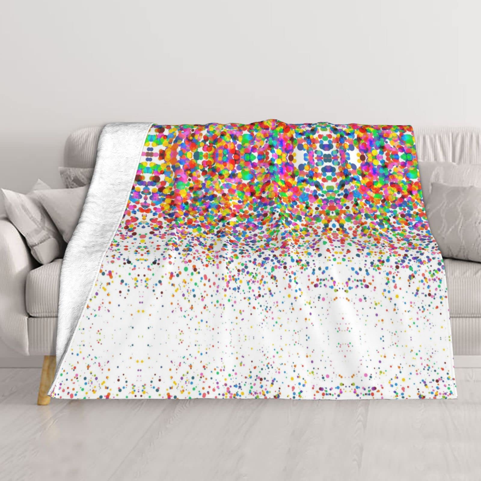 Couverture de canapé imprimée confettis double couche en polaire douce pour lit et salon