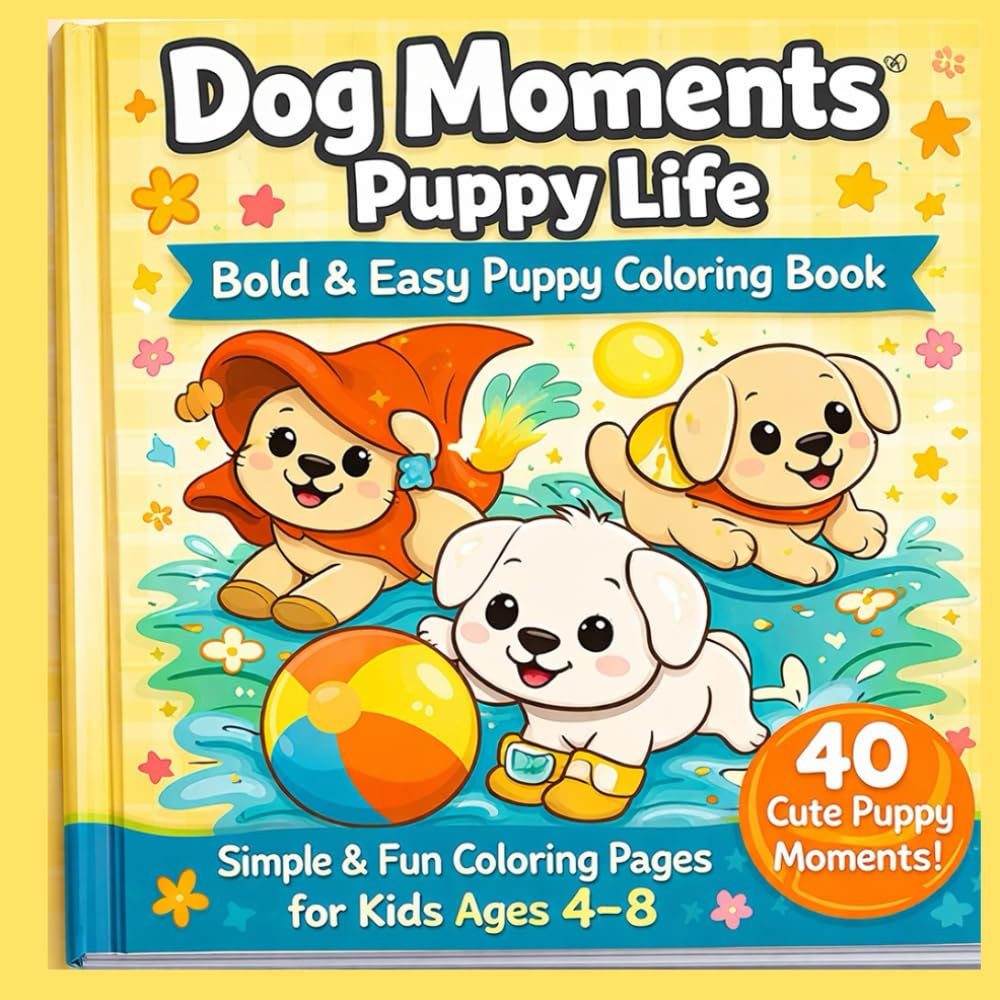 Dog Moments: Puppy Life: Bold & Easy Puppy Coloring Book Simple & Fun Coloring Pages for Kids Ages 4 - 8 (Bold and Easy Coloring Books for Kids)