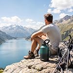 BJPKPK 87oz Insulated Water Bottle with Handle, Large Dishwasher Safe 2/3 Gallon Water Bottle, BPA Free Water Jug, Wide Mouth Metal Water Bottle with Anti-Slip Bottom, Keep Cold & Hot,Black