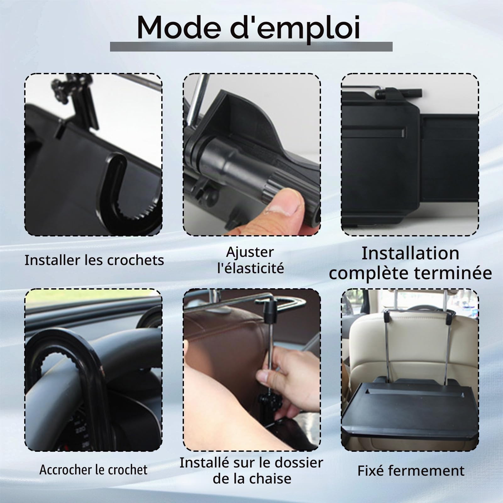 Support De Volant De Voiture, 2 en 1 Plateau De Volant Table D'ordinateur Pliable Et Portable pour Siège De Voiture Universel Support Multifonctionnel pour Volant Plateau De Table Jusqu'à 10kg
