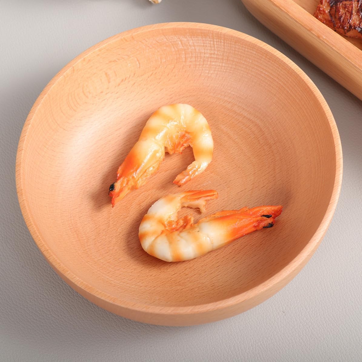 Japanese Style Wooden round Salad Bowl for Restaurant Buffet Service