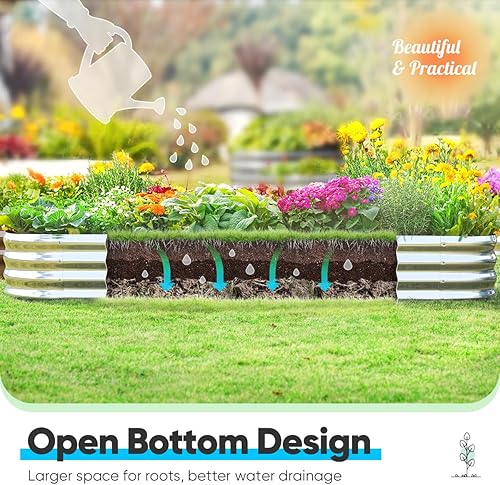 Miniatura 6 de Quictent Kit de cama de jardín elevada galvanizada de 6 x 3 x 1 pies, caja ovalada grande de metal para plantación al aire libre, bordes de tira de