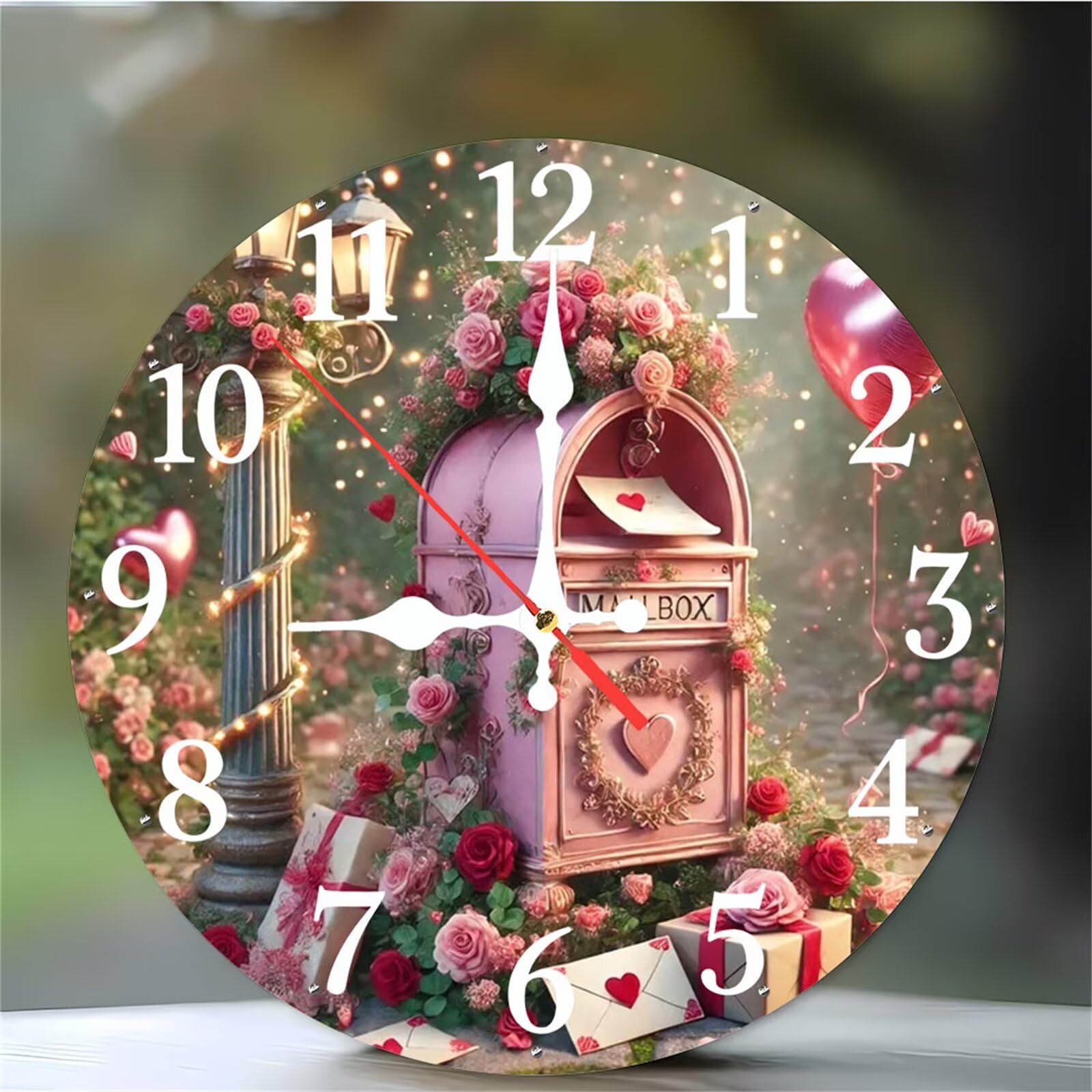 Horloge silencieuse de chambre avec mouvement quartz sans tic-tac cadran rose 12 pouces