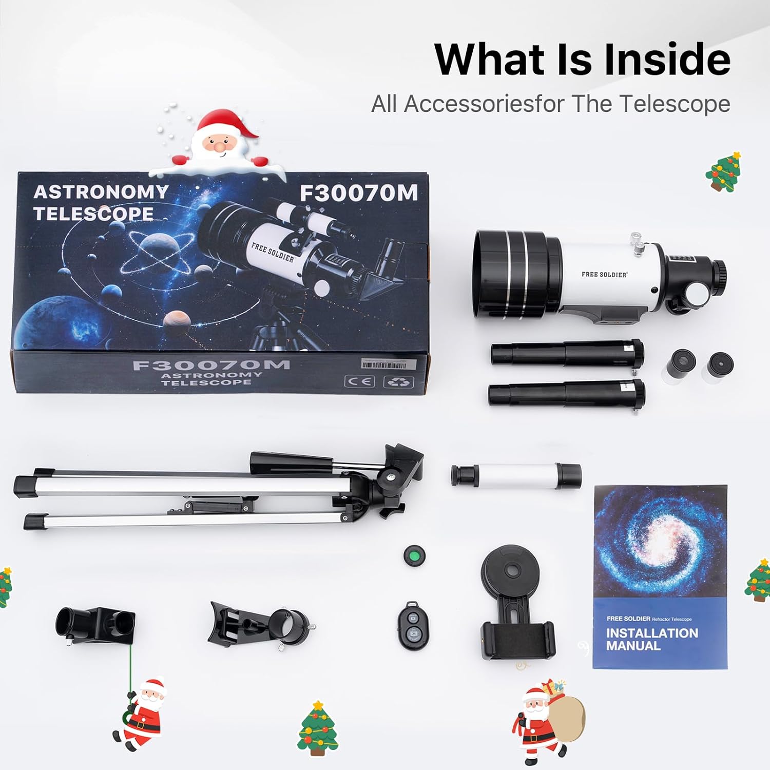 Telescope for Adults Astronomy 70mm Aperture 300mm Focal Length Portable Astronomical Telescope for Beginners Age Over 8 Years Old with Wireless Remote Carry Bag Tripod(White)