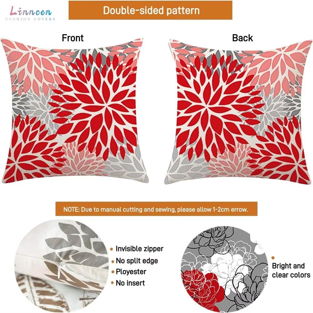 Kissenbezug 50 x 50 4er Set Kissenbezug Grün Dekokissen Modern Sofakissen Leinen Kopfkissenbezug Rose Kissenbezüge Kissenhüllen für Geschenke für Frauen Zierkissenbezug, Sofa Wohnzimmer Zierkissen G-0