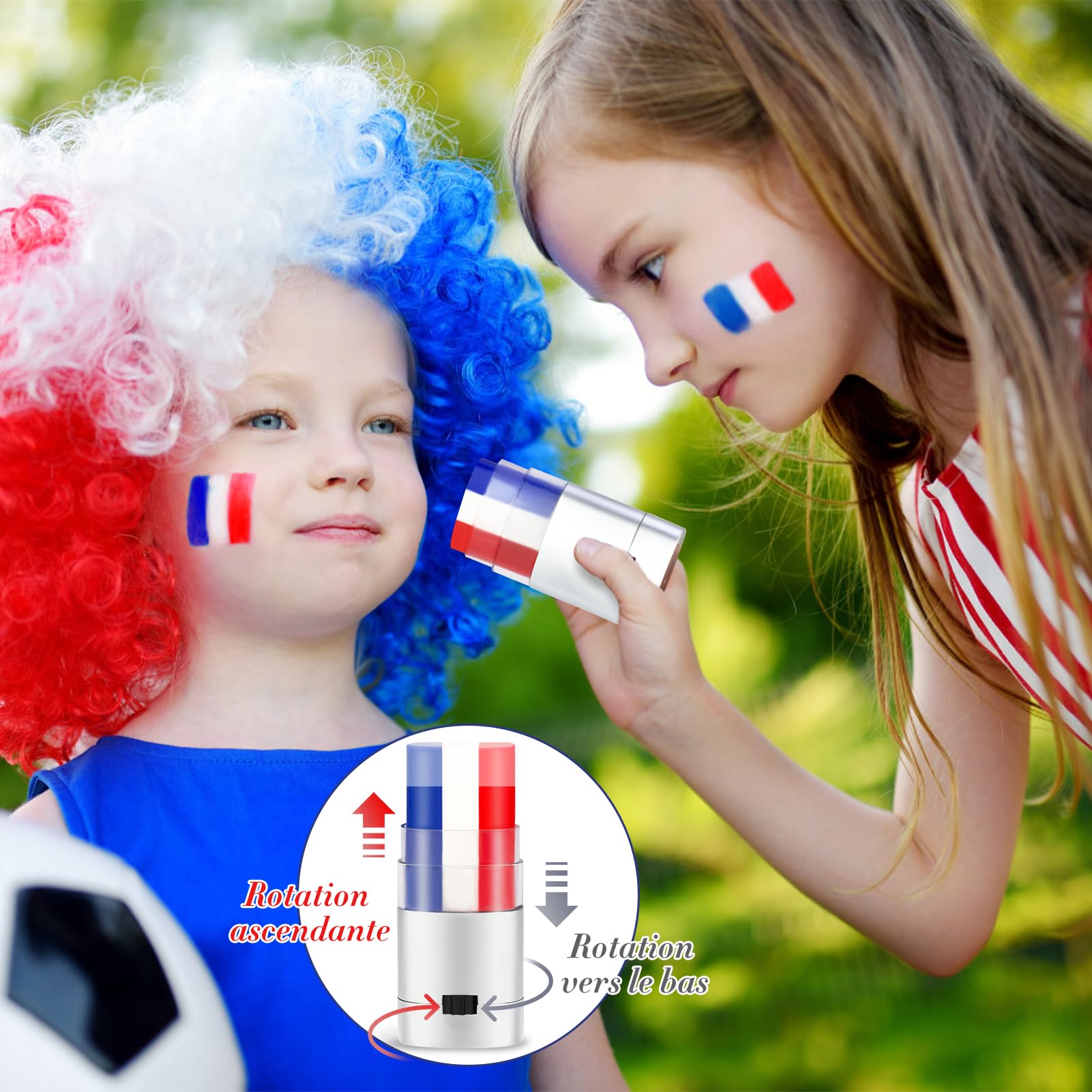 HOWAF Kit Supporter France, Drapeau France Cape, Petit Drapeau Francais, Maquillage Bleu Blanc Rouge, Lunettes pour Accessoires Photobooth Décorations 2026 Football Coupe du Monde
