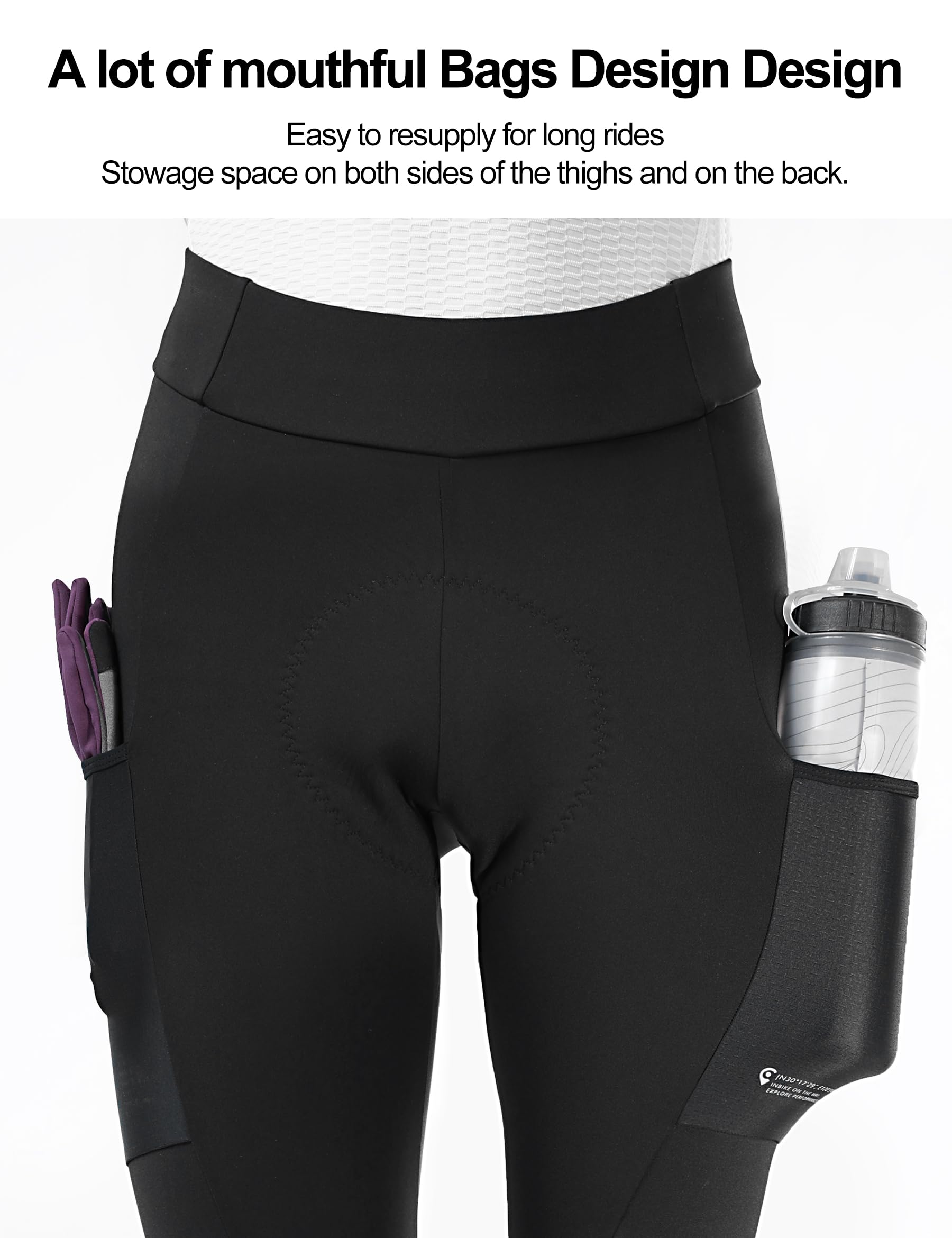 INBIKE Culotte Largo con Acolchado para Hombre Invierno de Forro Polar Térmico CR