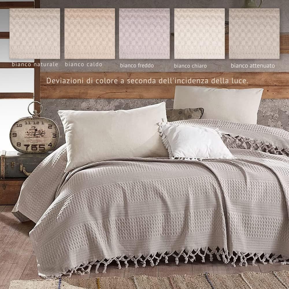 BOHORIA® - Copriletto di alta qualità, 220 x 240 cm, 100% cotone, con certificazione Oeko-Tex®, reversibile, texture stile waffel, extra grande (The Urban Loft) (Sepia)