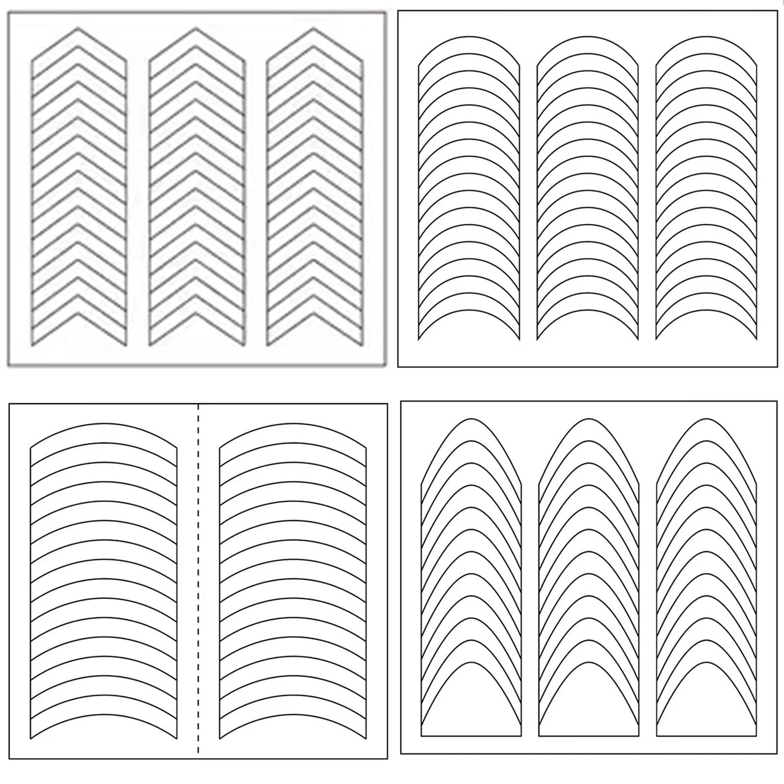 MAIOUSU STOREMiaoWu 120 Sheets 4 Designs Nail Art Stencils French Tip Guides Stickers Nail Art Tips Guides for DIY Decoration Stencil Tool