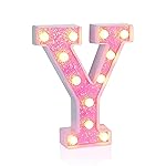 Foaky Pink Light up LettersPink Party Decorations,Girls Room Decor,Glitter Light Up Letters,Alphabet Letter Sign for Night Light Birthday Party Girls Gifts, Home Bar DecorationY
