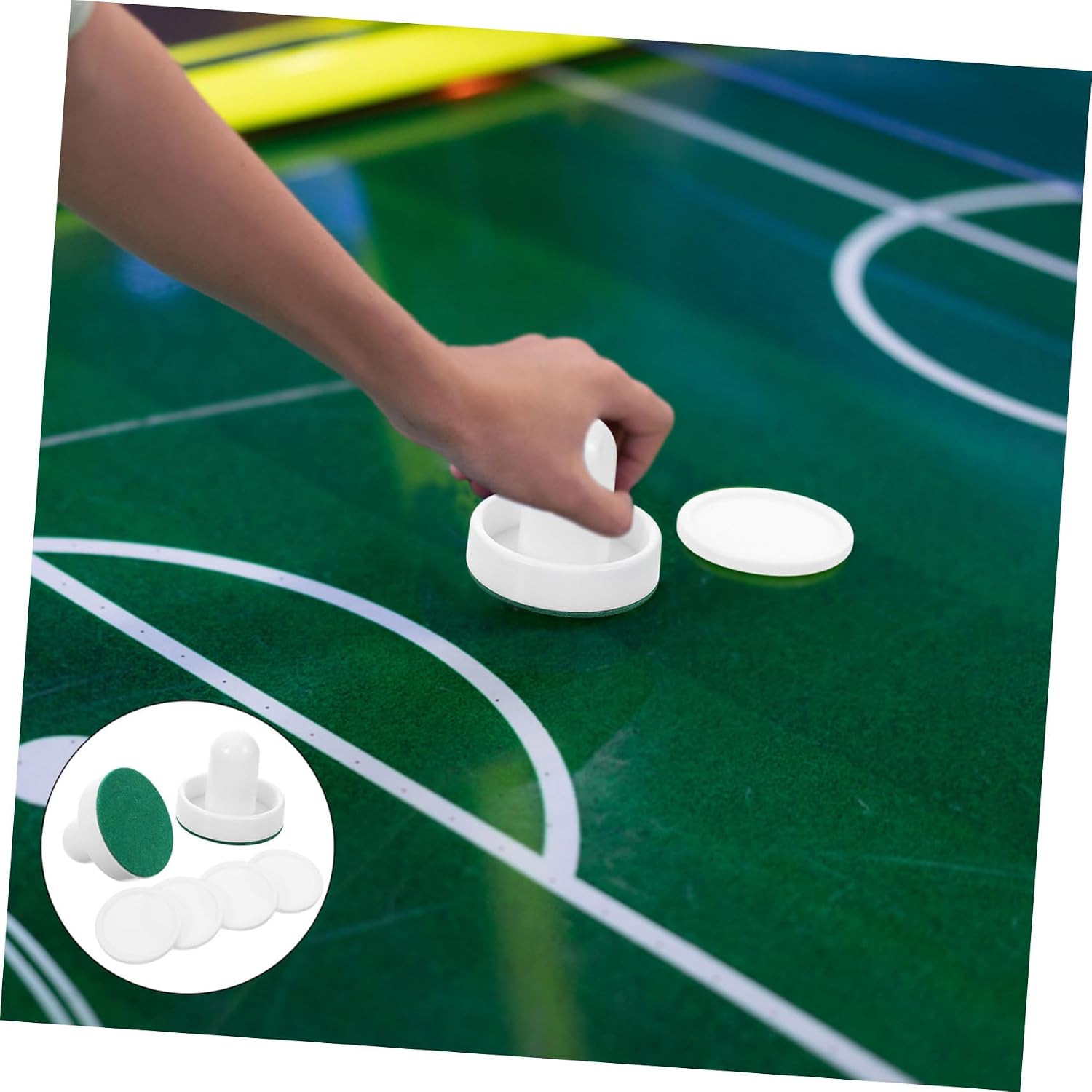 Toyvian Ice Hockey Table Pusher with White Paddles and Replacement Pucks Smooth Hockey Accessories for Rooms and Competitive Play