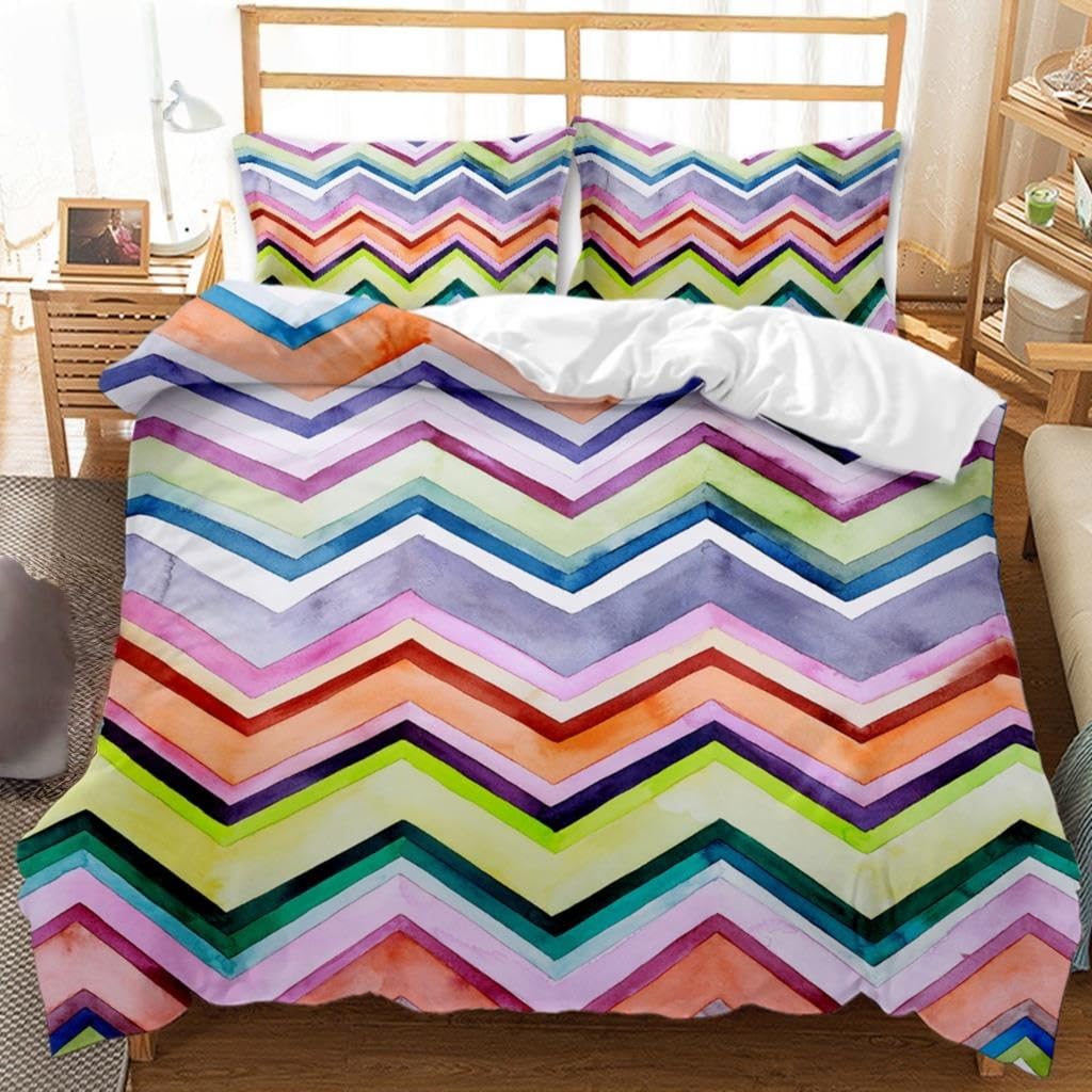 Parure de lit 140x200 arc-en-ciel avec fermeture éclair anti-glissement