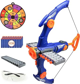 YTSWELE Arc et Blaster Lance-Fléchettes avec Chargeur 12 Tirs et 36 Fléchettes Mousse