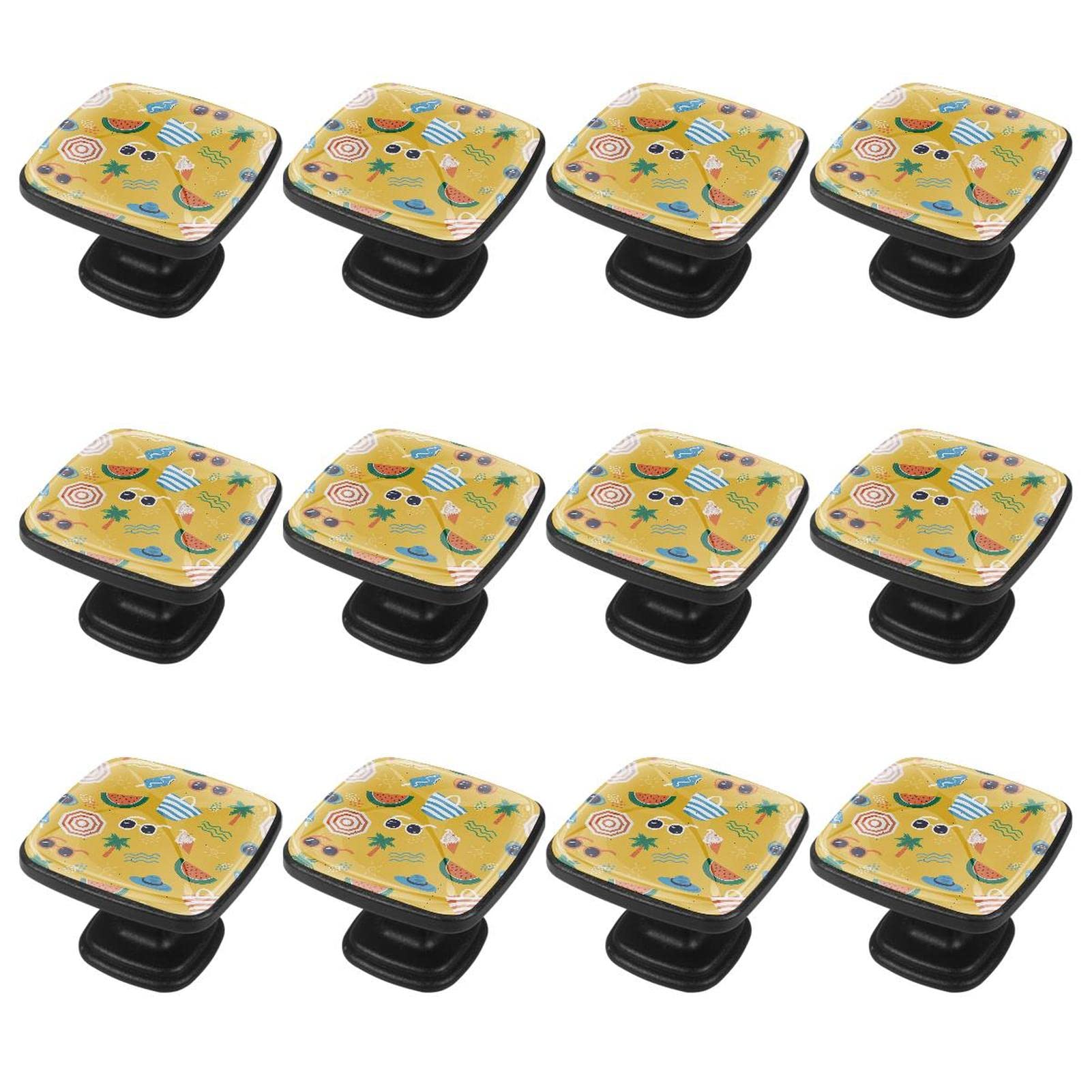 Boutons d'armoires de cuisine en lot de 12 pièces aux motifs de fruits et de glace