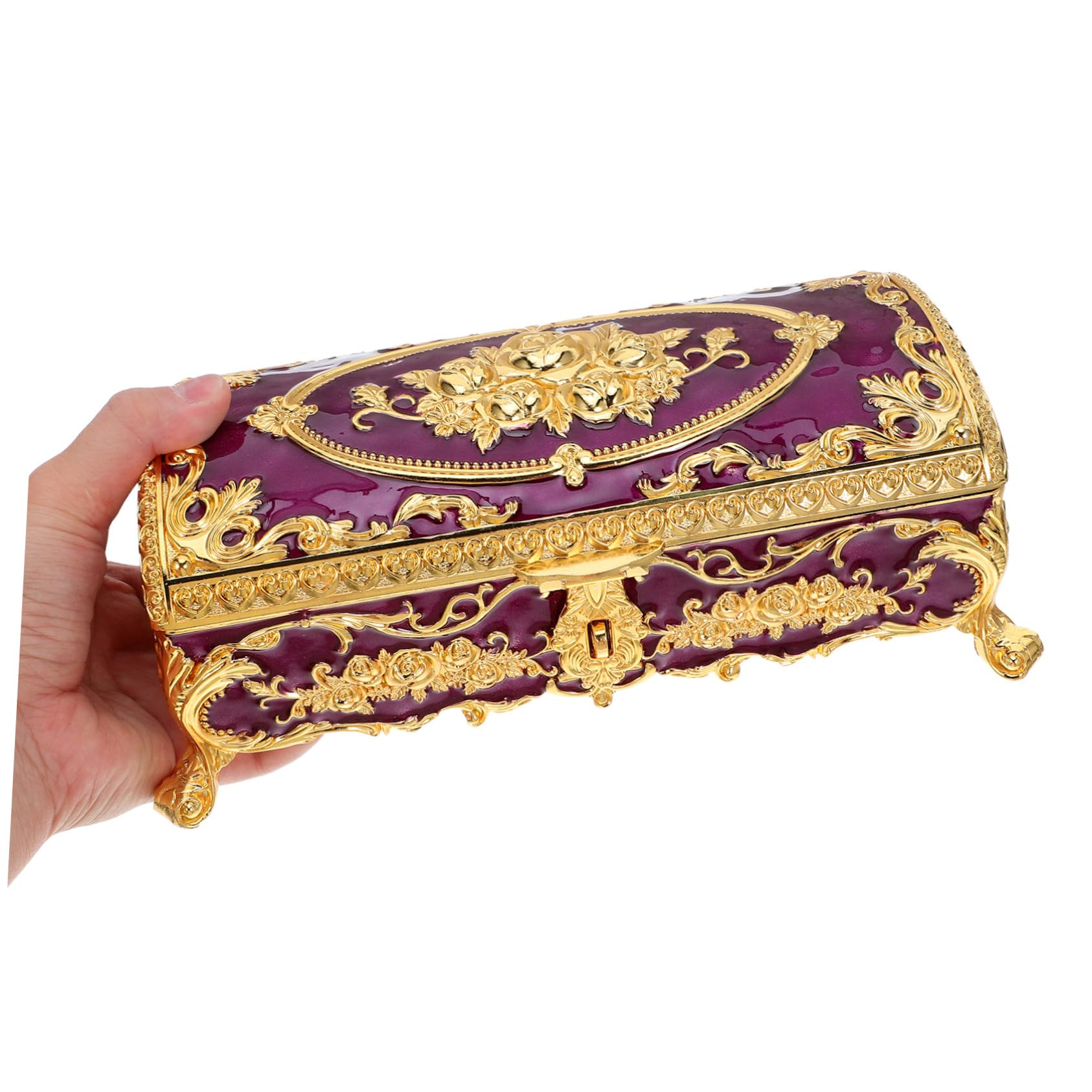 ULTECHNOVO Metalowa Szkatułka Biżuterię Vintage dla Kobiet Solidna Wielofunkcyjna Lekka Skrzynka Drobiazgi i Pamiątki Stylu Retro Elegancki Organizer Do Domu i Podróż