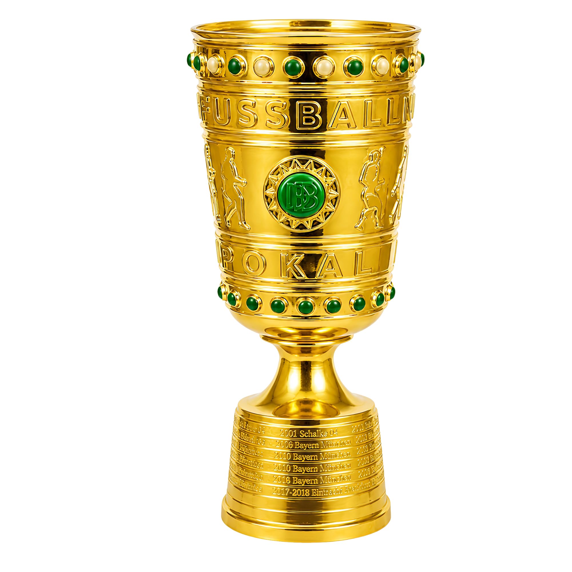 Deutscher Fußball Champion-Pokal Replik, 36 cm aus Harz, Goldfarben | Siegerpokal Sammlerstück für Vitrine,Schreibtisch,Regal und Fanbereich,Ideal als Sportandenken und Geschenk für Fussballfans
