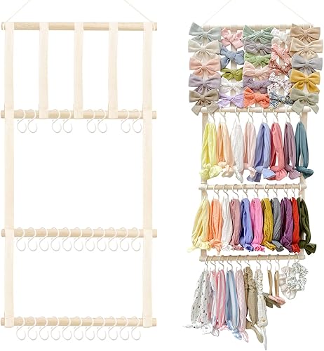 POVETIRE Soporte para diadema organizador de lazos para el cabello para niñas, diademas de bebé, accesorios para el cabello, organizador de