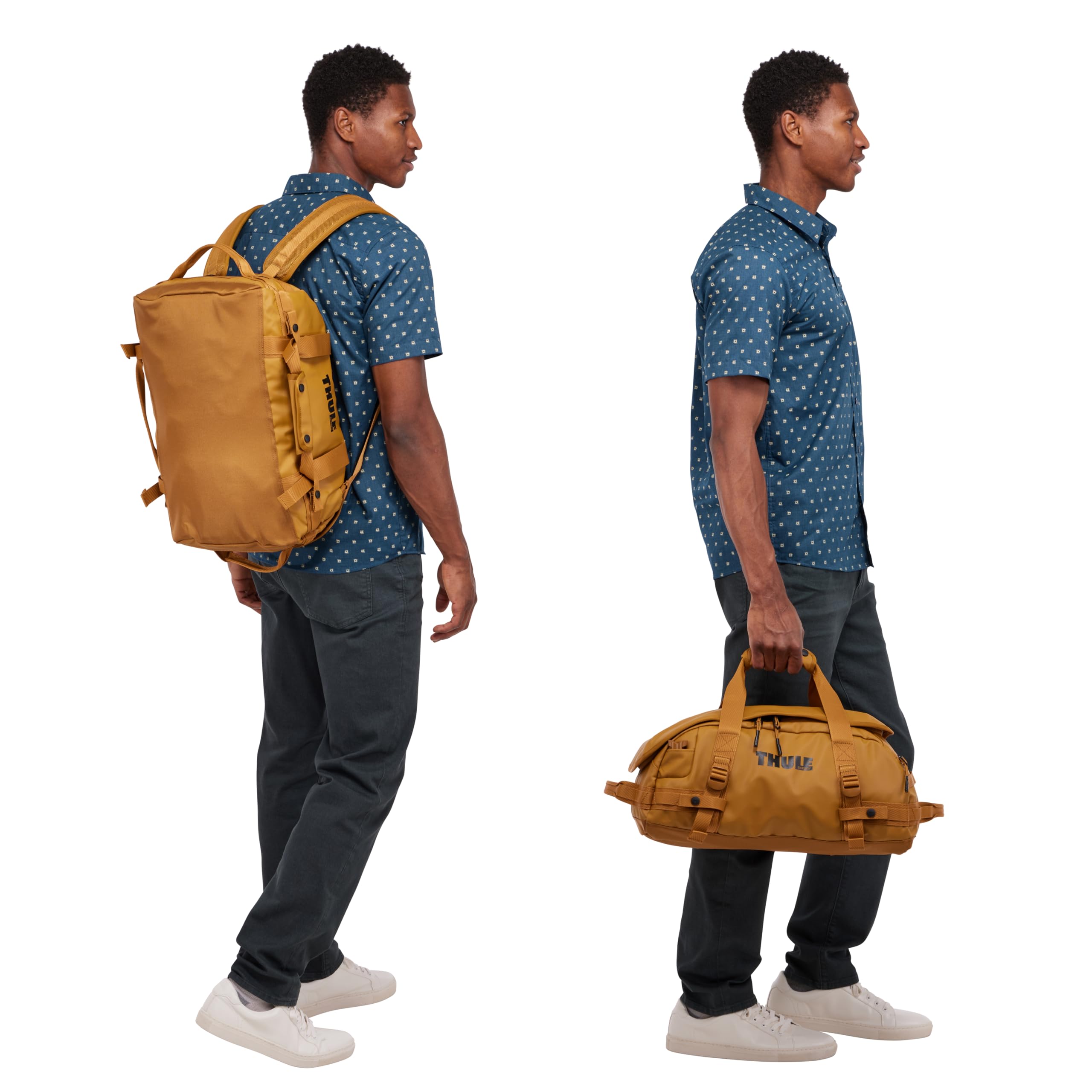 Thule Chasm Torba podróżna duffel 30 l, szeroki otwór ułatwiający pakowanie, plecak, wewnętrzne kieszenie z siatki, wzmocnione dno, z blokadą, materiały, taśmy i siatki z materiału w 100% z recyklingu