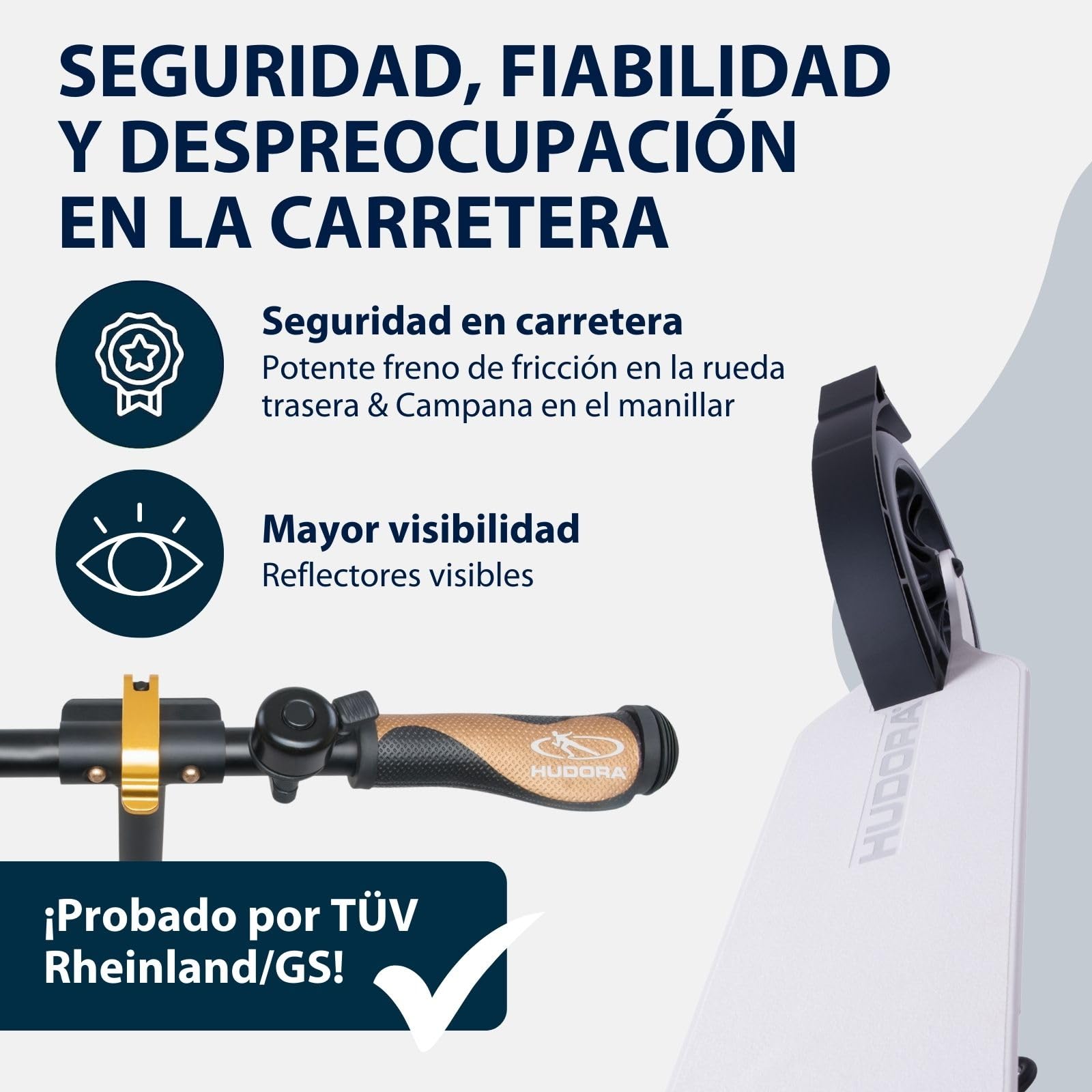 HUDORA Scooter BigWheel Style 230 - Patín de Aluminio Estable con Gran Superficie de pisada - Patinete Urbano Ajustable y Plegable para hasta 120kg - Patinetes para jóvenes y Adultos