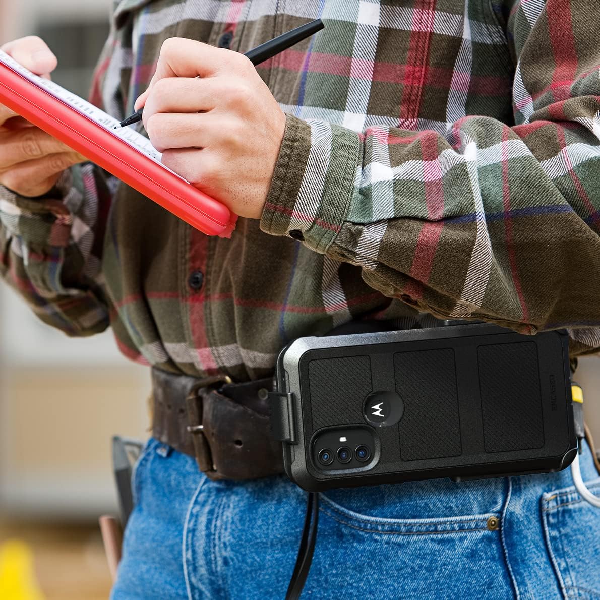 Encased Falcon Armor for Moto G Power 2022 Case with Belt Clip Holster and Built-in Screen Protector (Black) - Image 8