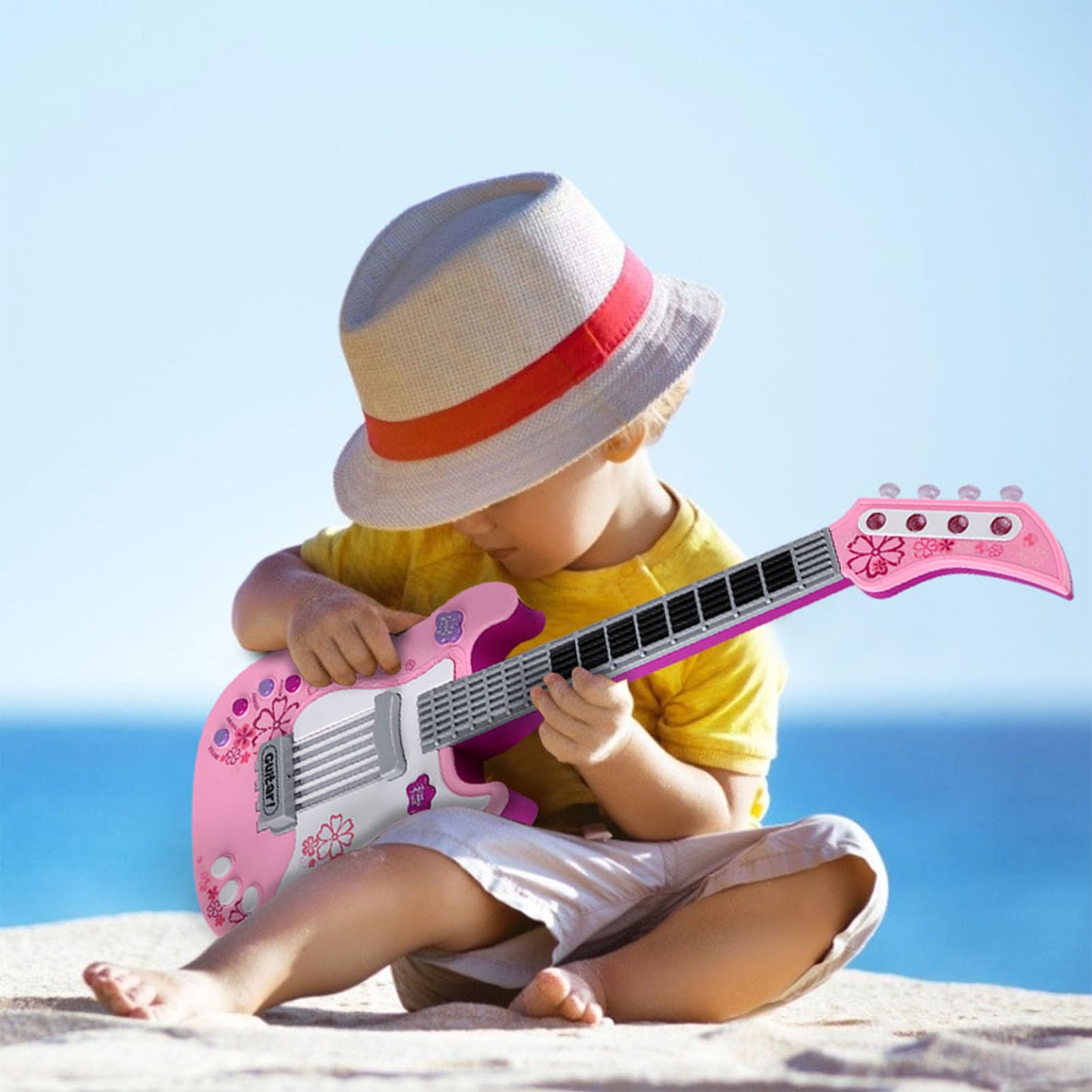 Guitarra para Niños Pequeños, Juguete de Mini Guitarra para Niños, de de para de Multifuncional para Juguete de bajo con Correa, de Instrumento Musical Portátil (PINK)