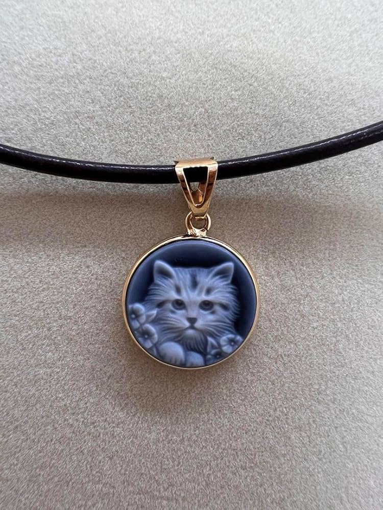 Amazon.co.jp: 猫 ネコ カメオ ネックレストップ チョーカー